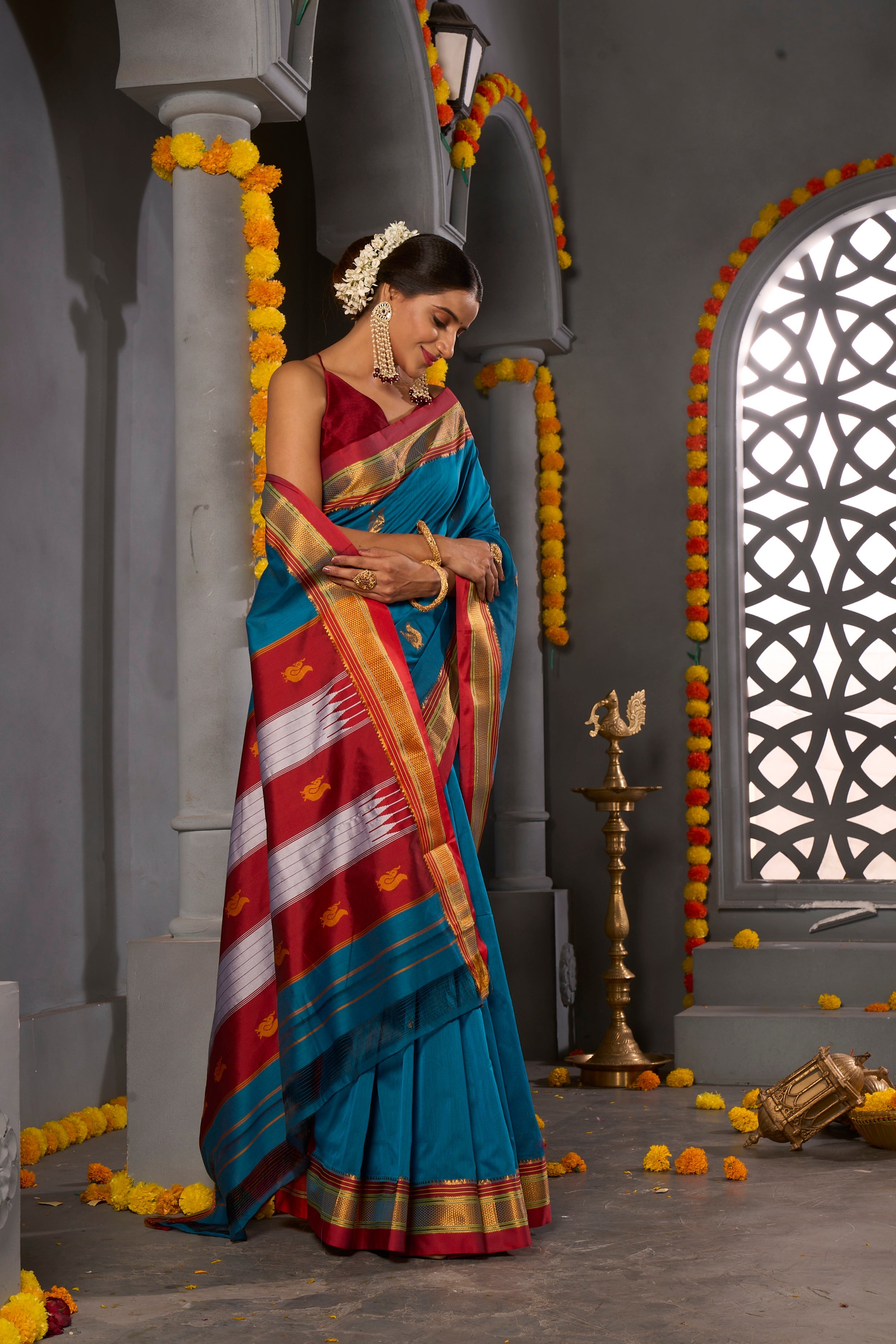 Buy Black Elephant Border Ilkal Sarees Nitaraa