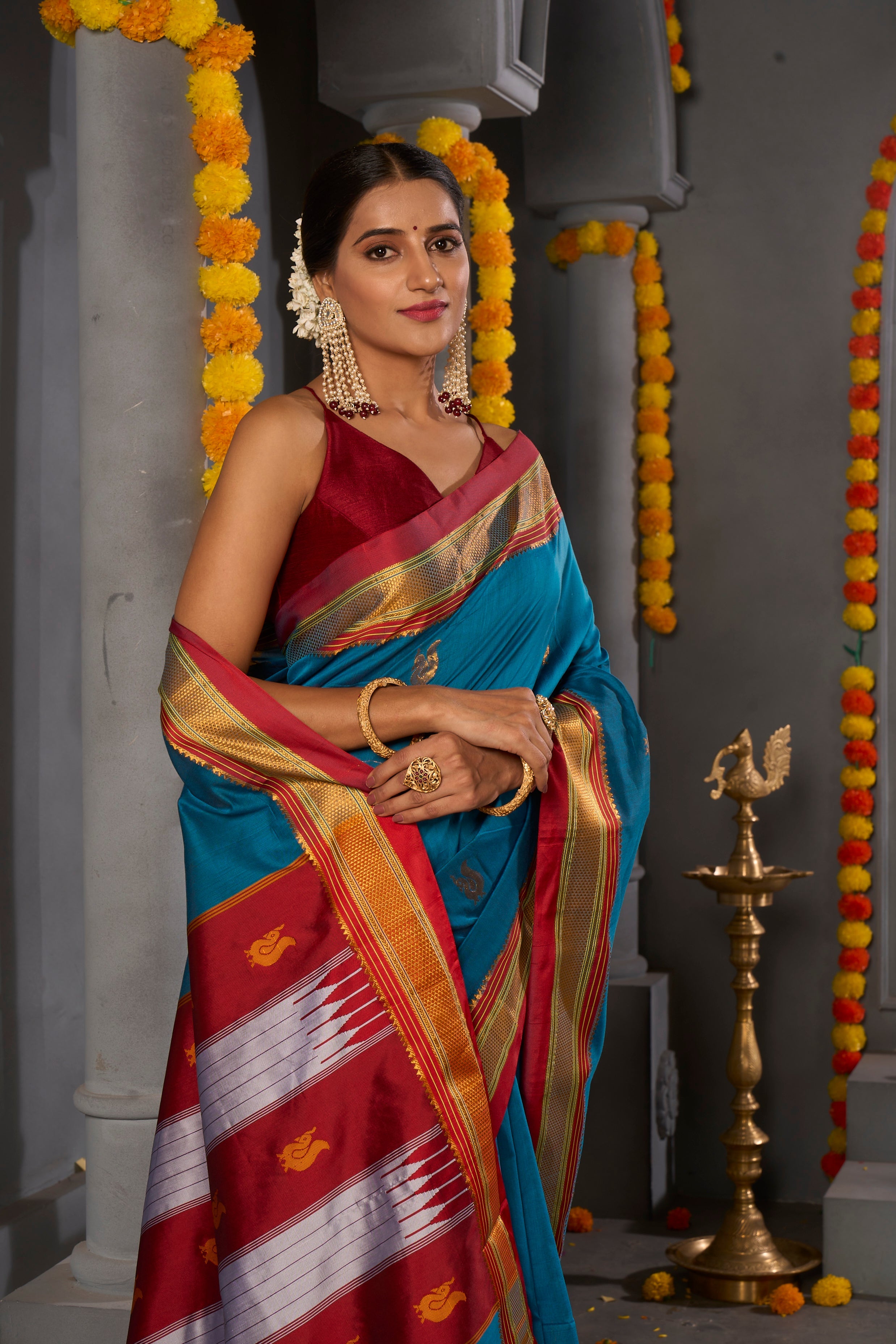 Buy Silver Grey Ilkal Sarees Nitaraa