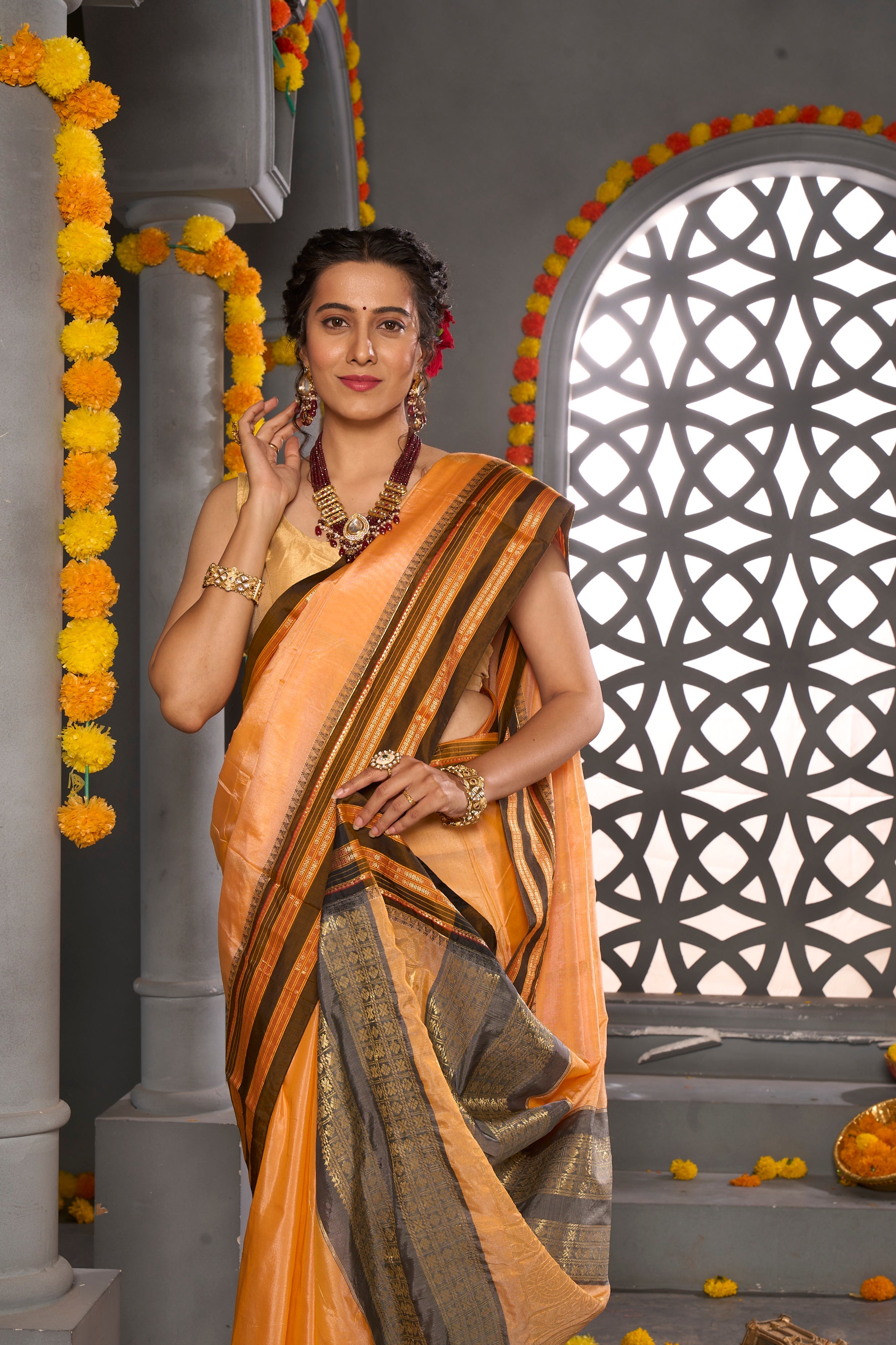 Buy Navy Blue Paithani Silk Saree Nitaraa