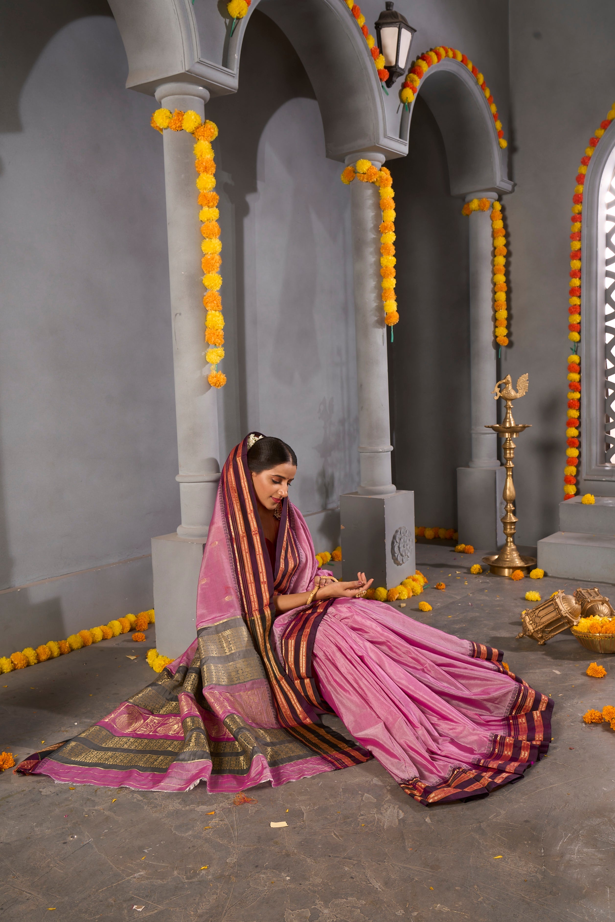 Buy Baby Pink Paithani Silk Saree Nitaraa