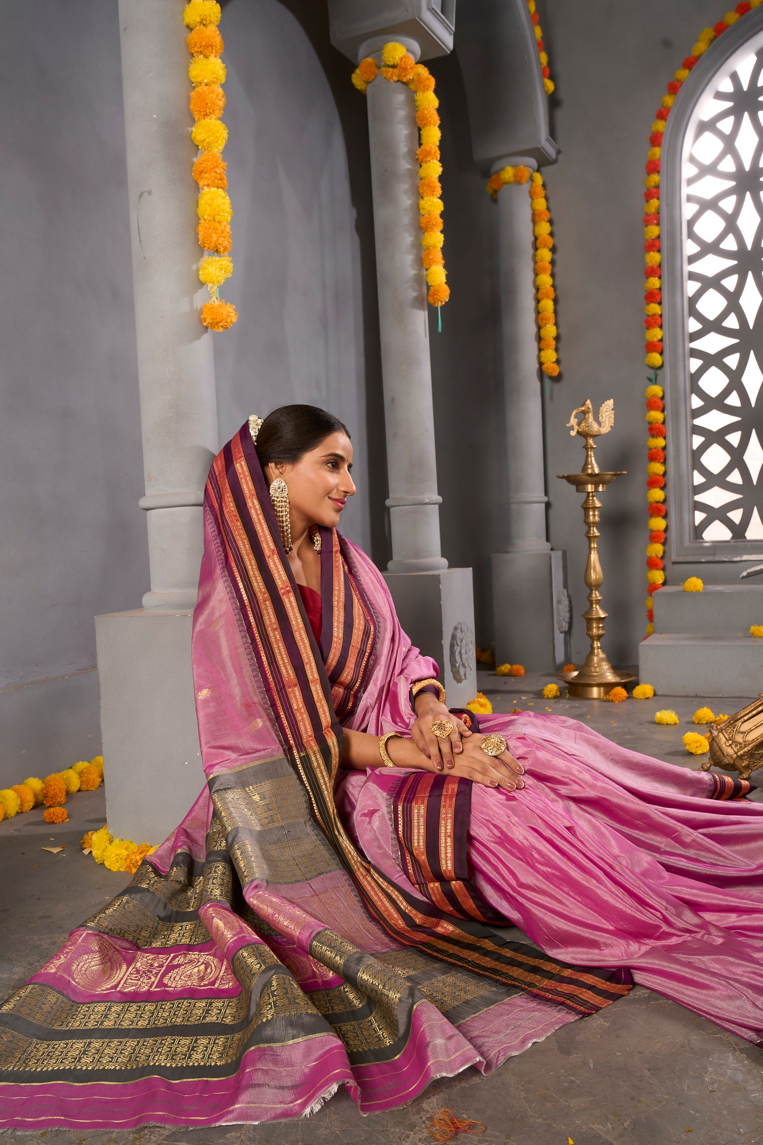 Buy Orange Paithani Silk Saree Nitaraa