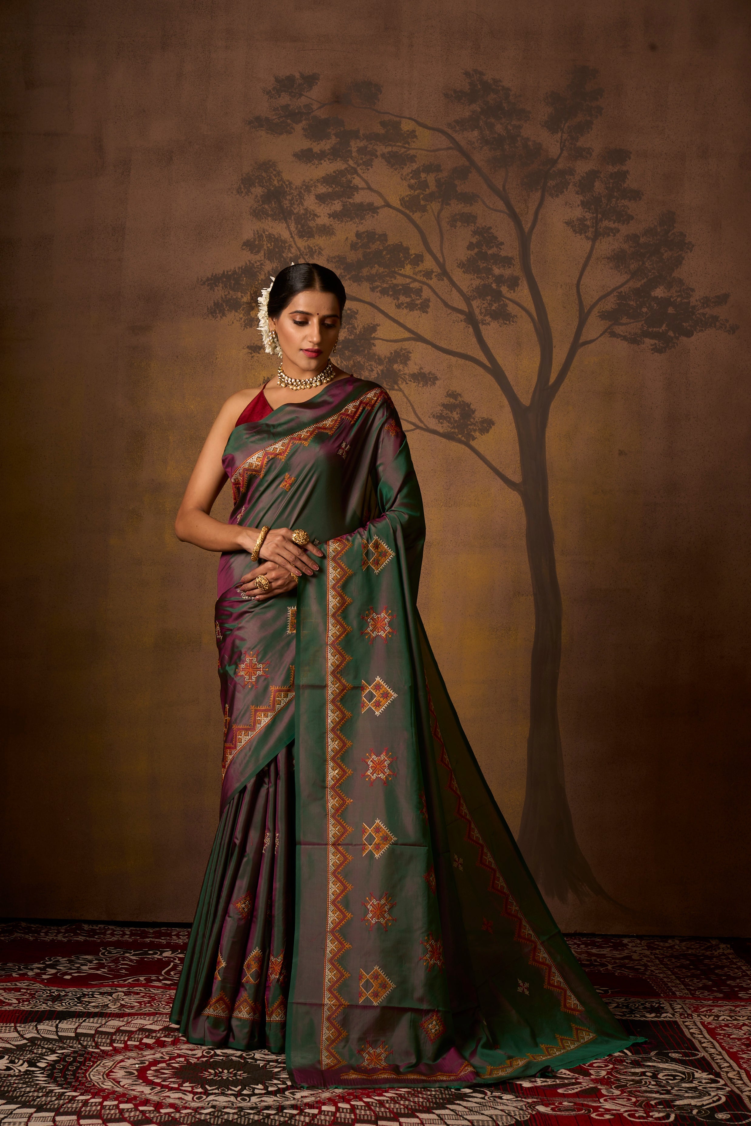 Buy Yellow Banarasi Silk Blend Saree Nitaraa