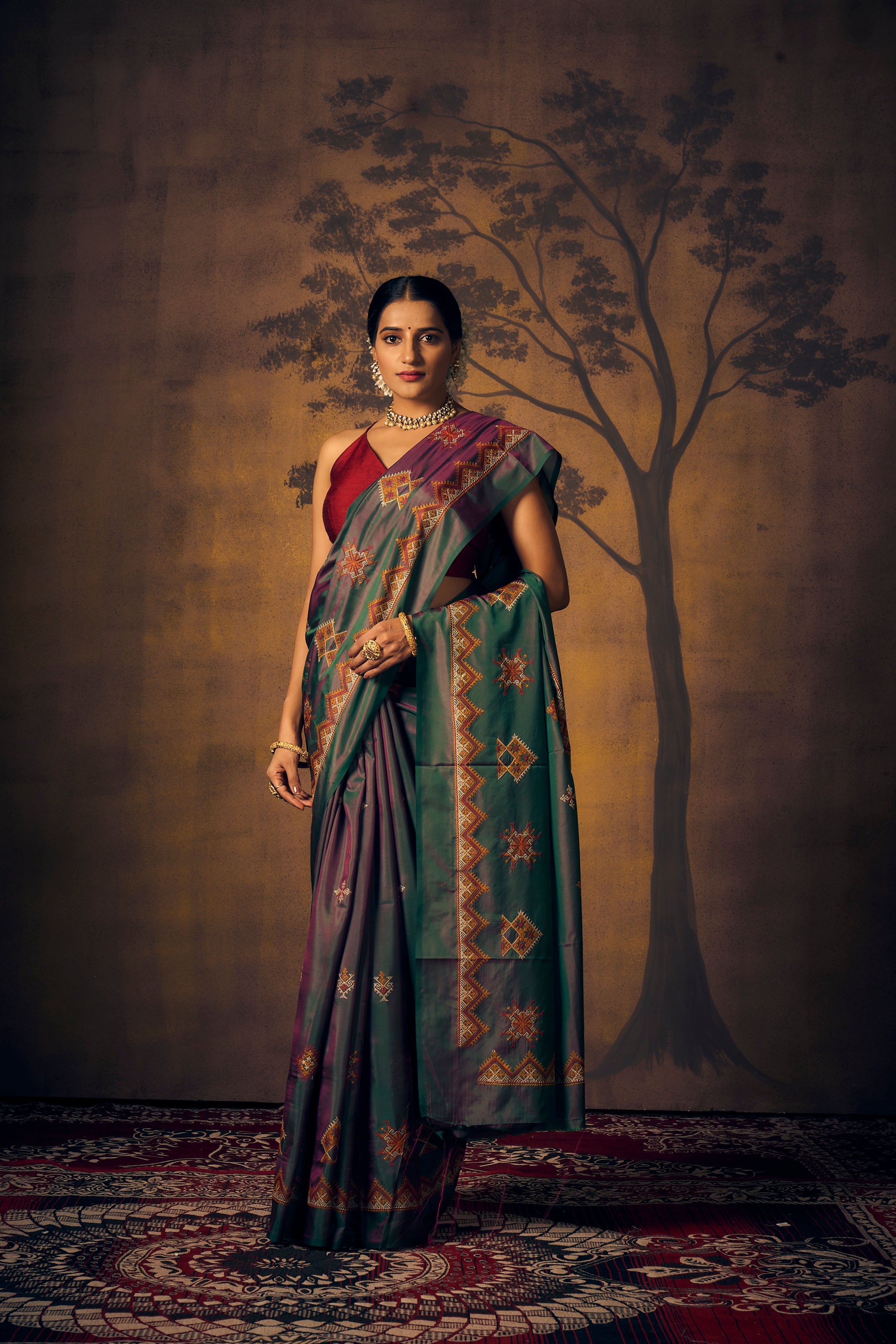 Buy Pink Banarasi Silk Blend Saree Nitaraa