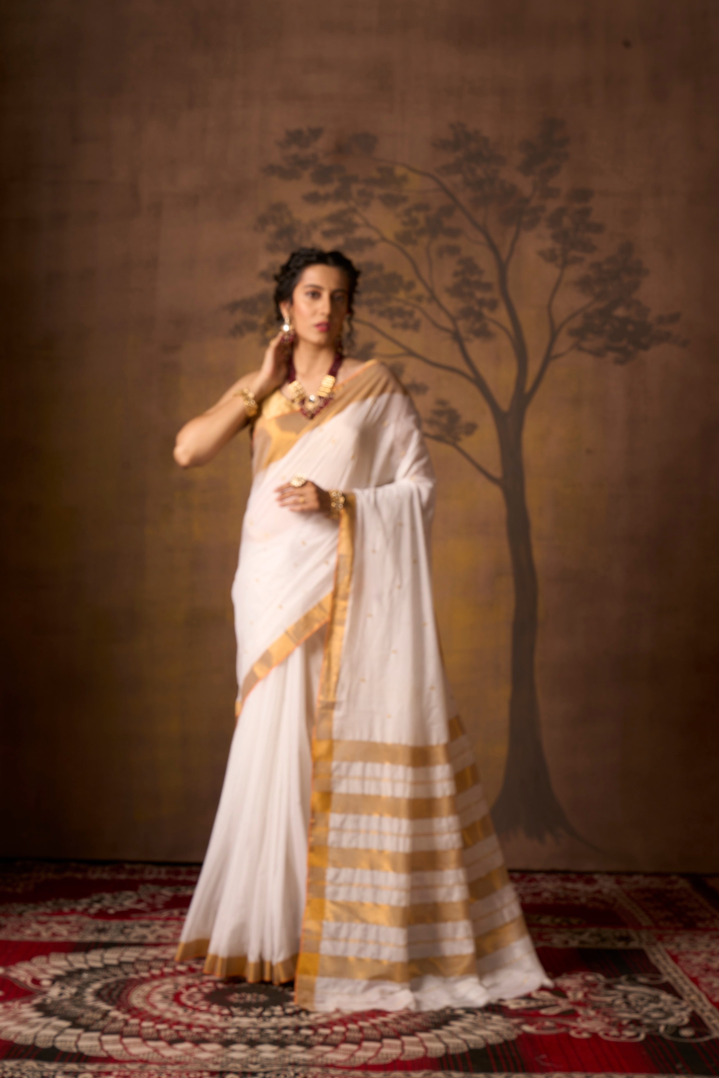 Buy Maroon Cotton Saree Nitaraa