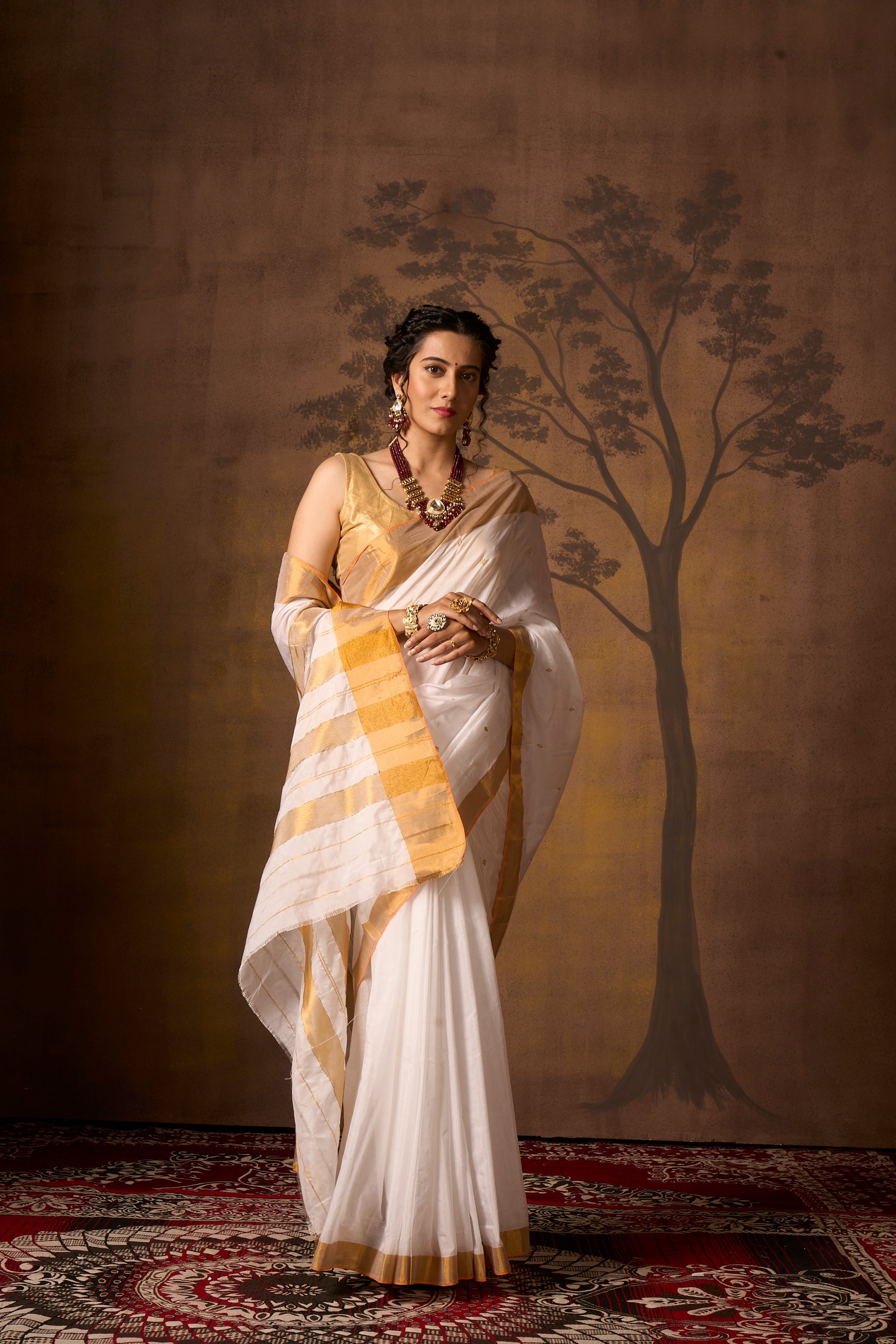 Buy Grey Tussar Silk Blend Saree Nitaraa