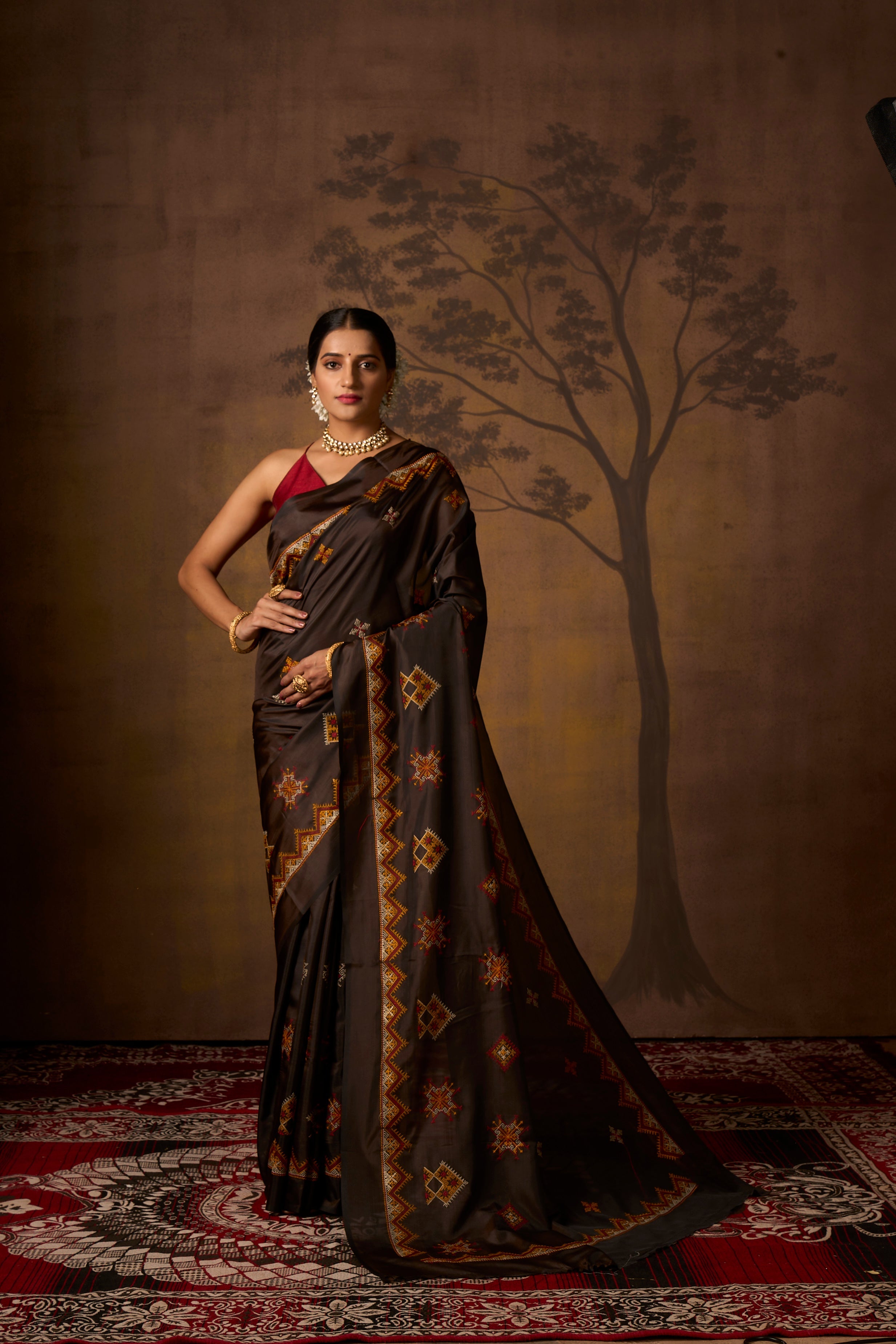 Buy Dark Forest Green Banarasi Saree Nitaraa
