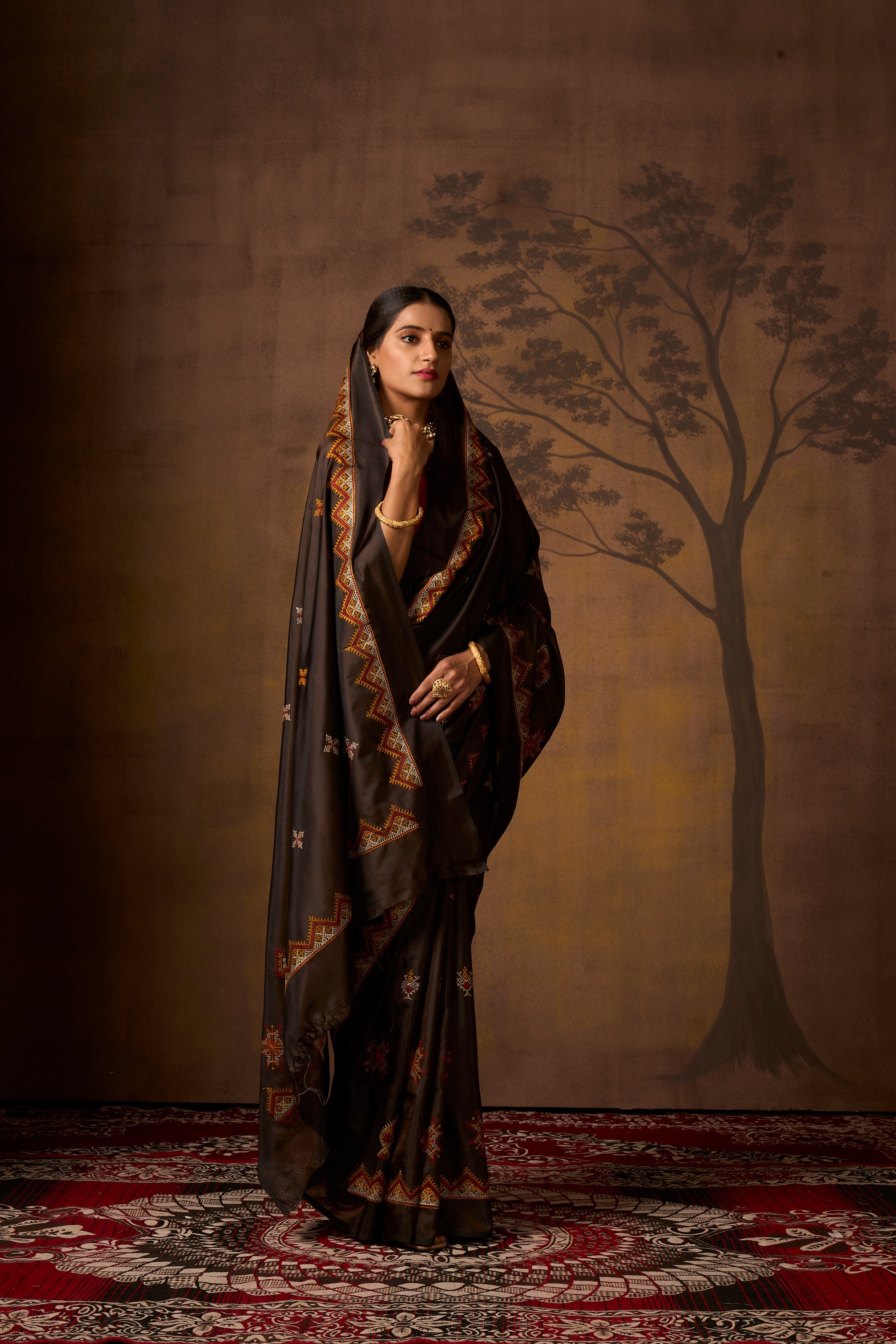 Buy Yellow Brown Banarasi Saree Nitaraa
