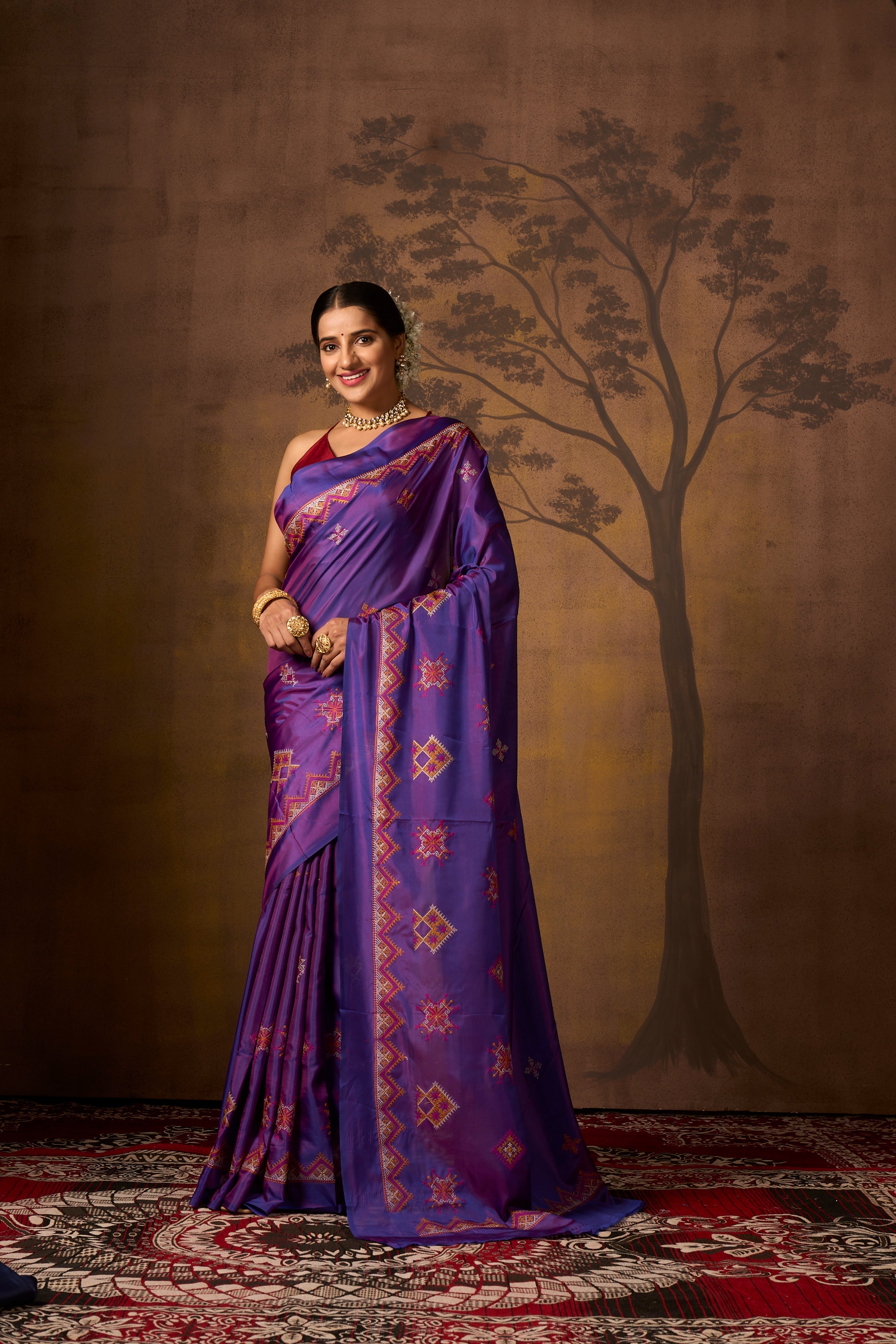 Buy Orange Banarasi Silk Saree With Blouse Piece Nitaraa