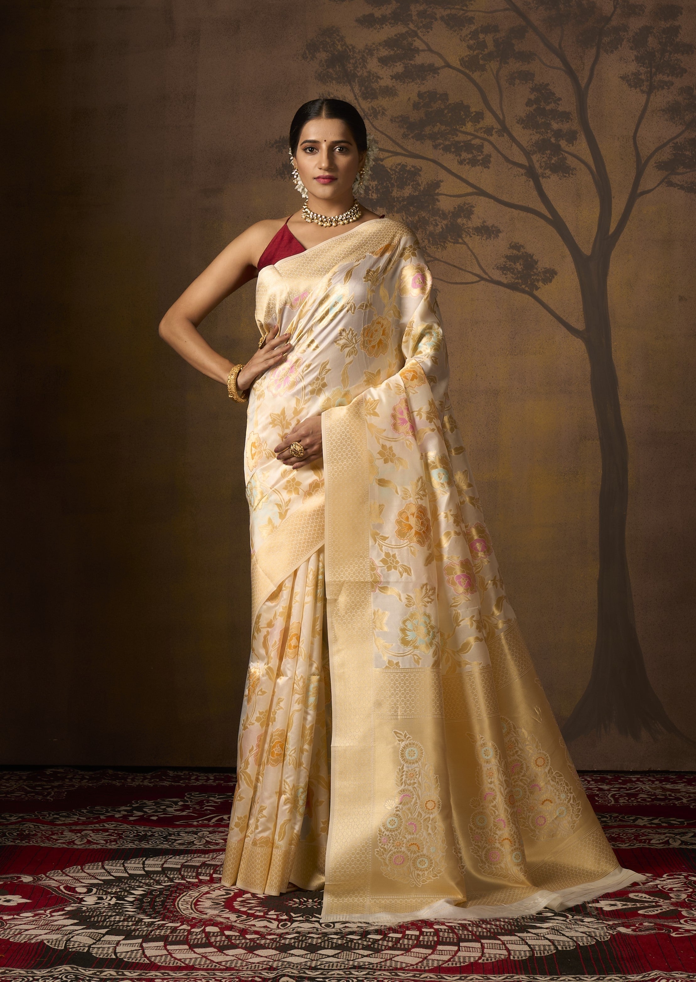 Buy Purple Banarasi Silk Saree With Blouse Piece Nitaraa