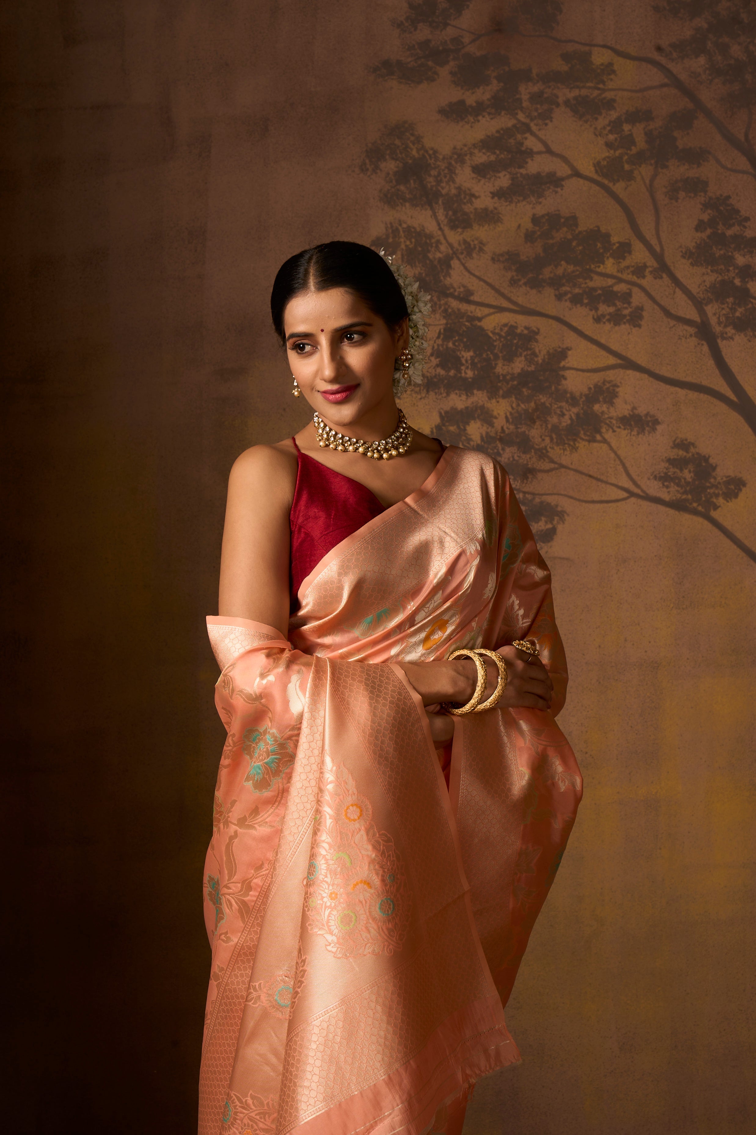 Buy Lavender Banarasi Silk Saree With Blouse Piece Nitaraa