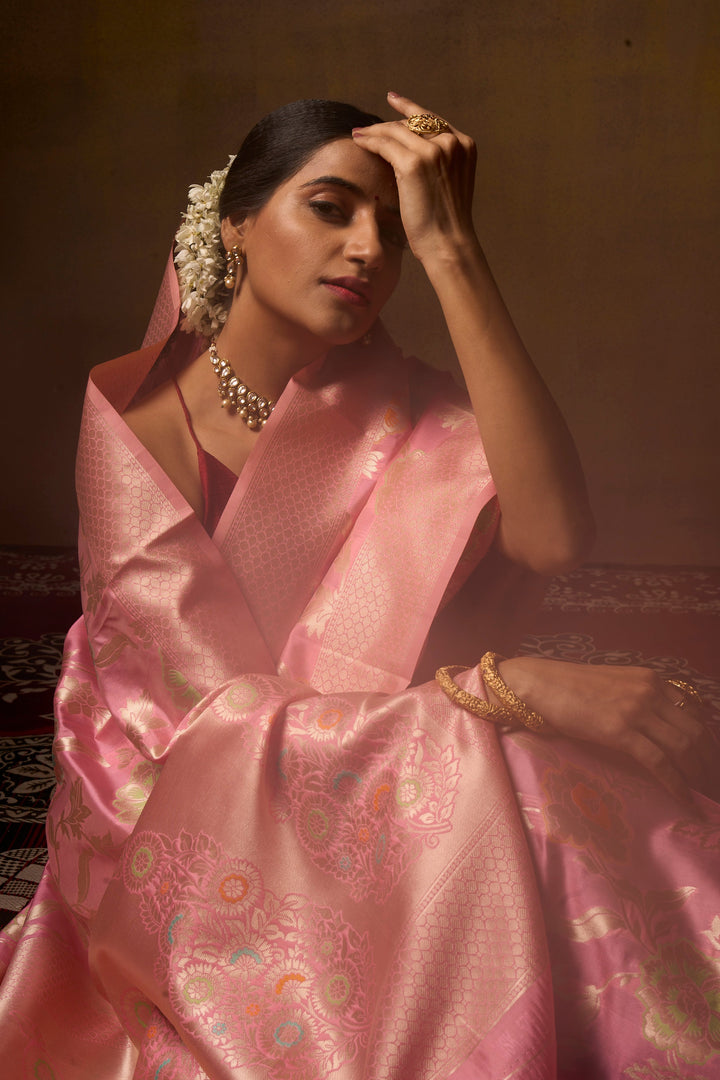Blush Pink Banarasi Saree
