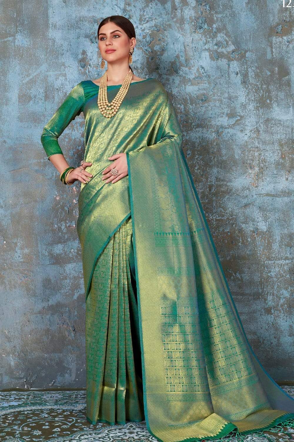Buy Fern Green Banarasi Saree Nitaraa
