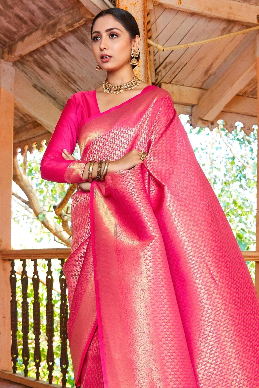 Buy Taffy Pink Bandhej Patola Pure Silk Saree Nitaraa