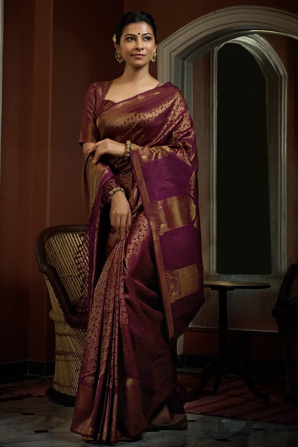 Buy Pastel Blue Kashmiri Cotton Saree Nitaraa