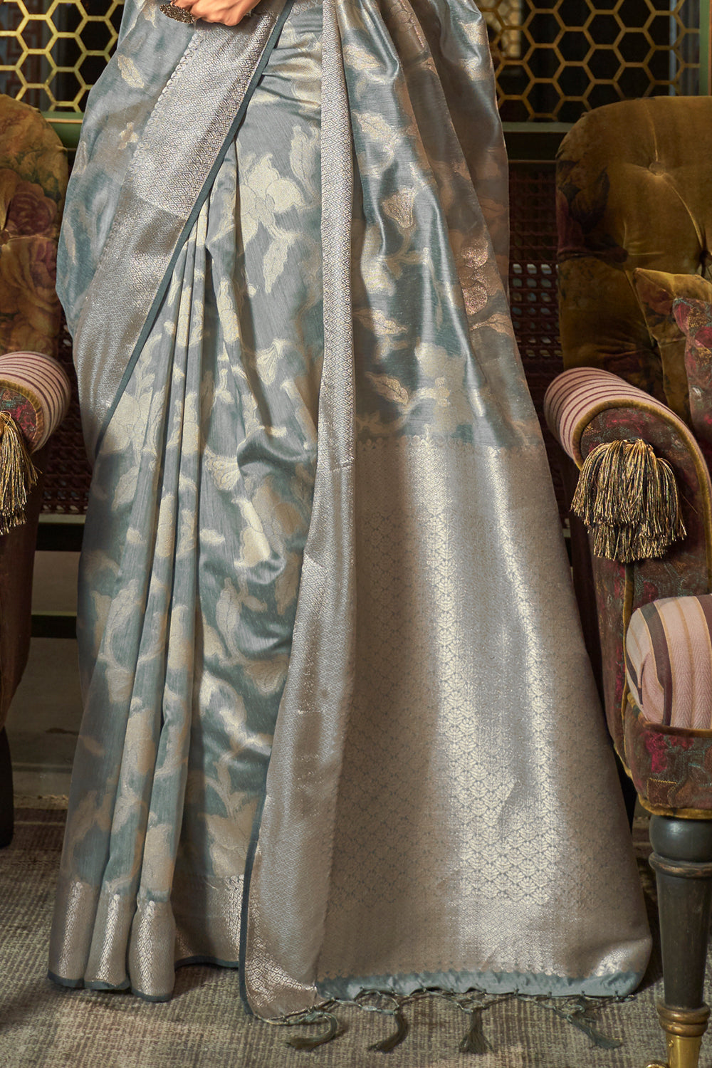 Buy Cream Raw Silk Saree Nitaraa