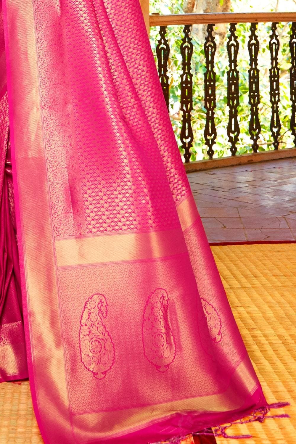 Buy Hot Pink Raw Silk Saree Nitaraa
