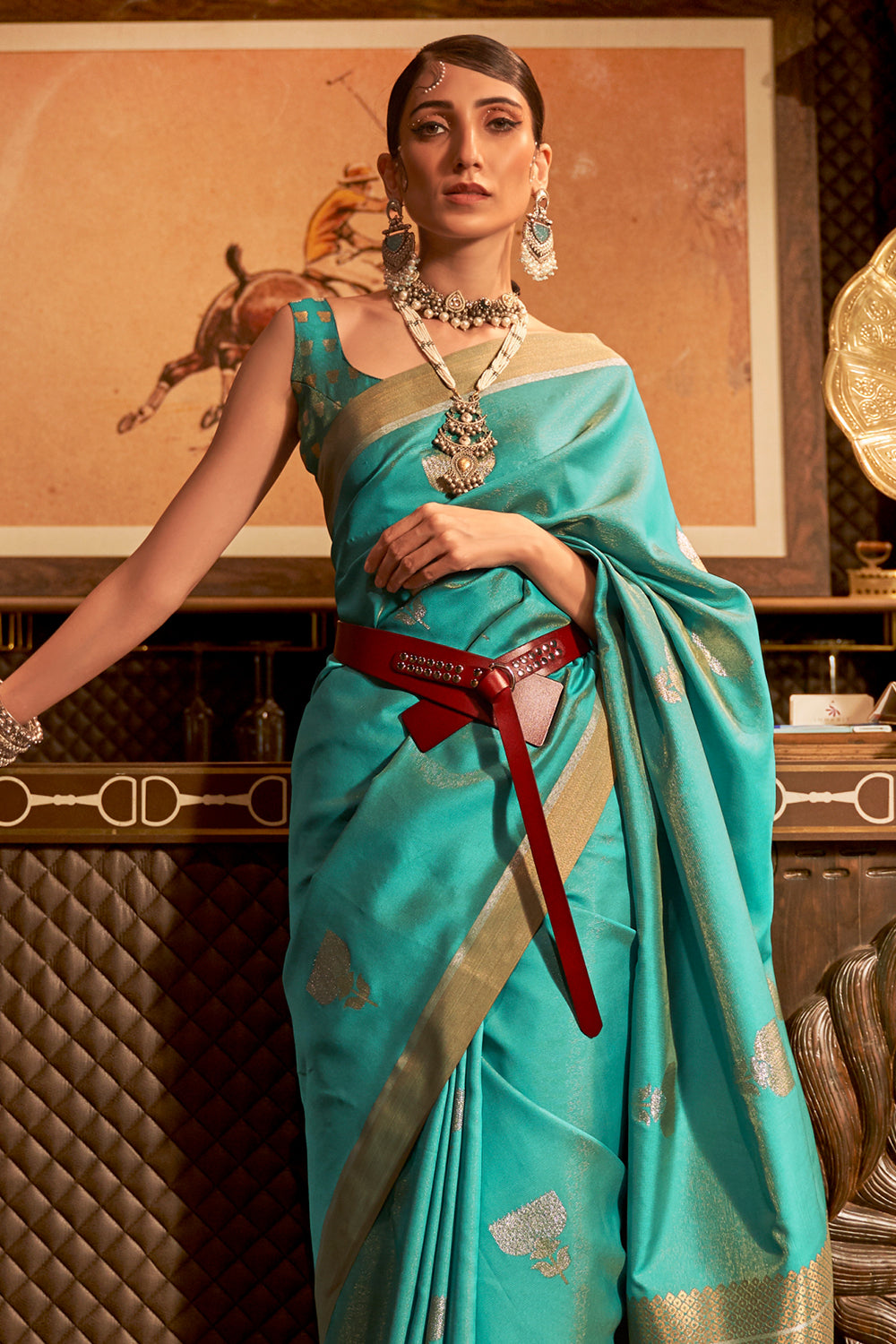 Buy Rose Red Tussar Saree Nitaraa