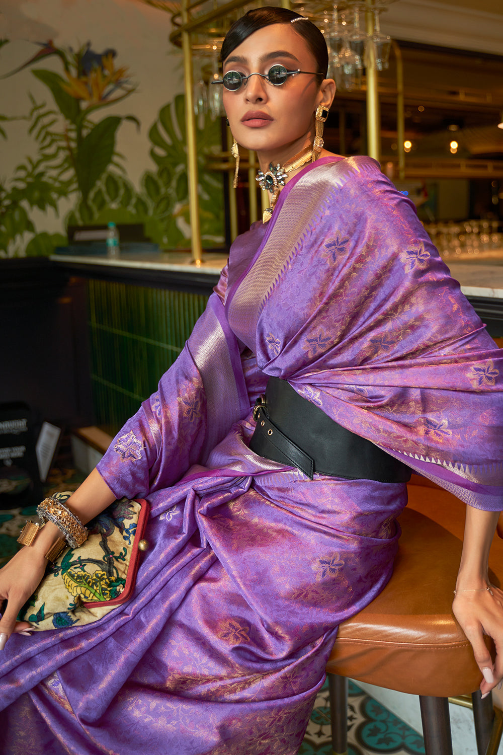 Buy Iron Grey Zari Butta Saree Nitaraa