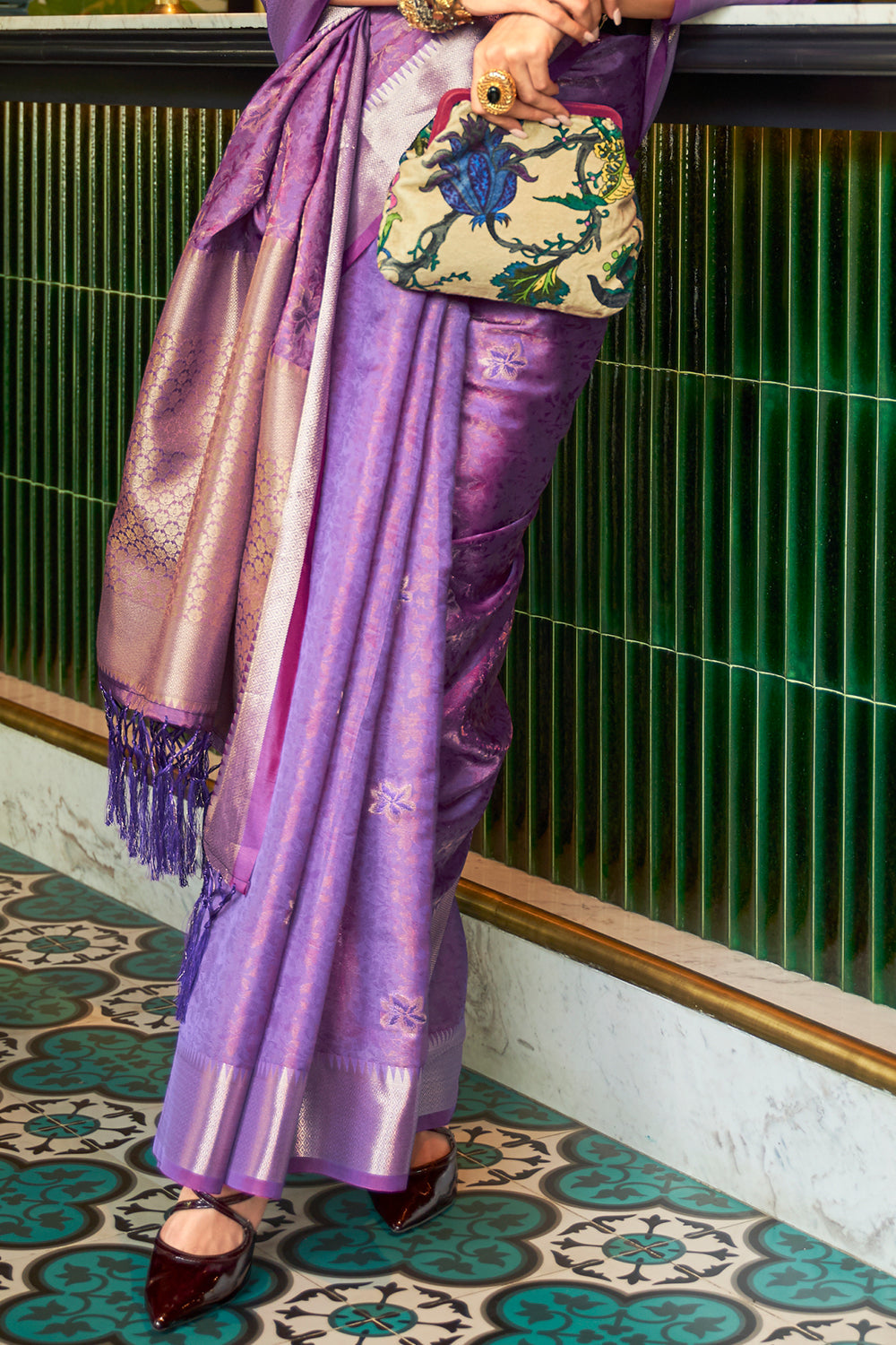 Buy Thistle Purple Banarasi Saree Nitaraa