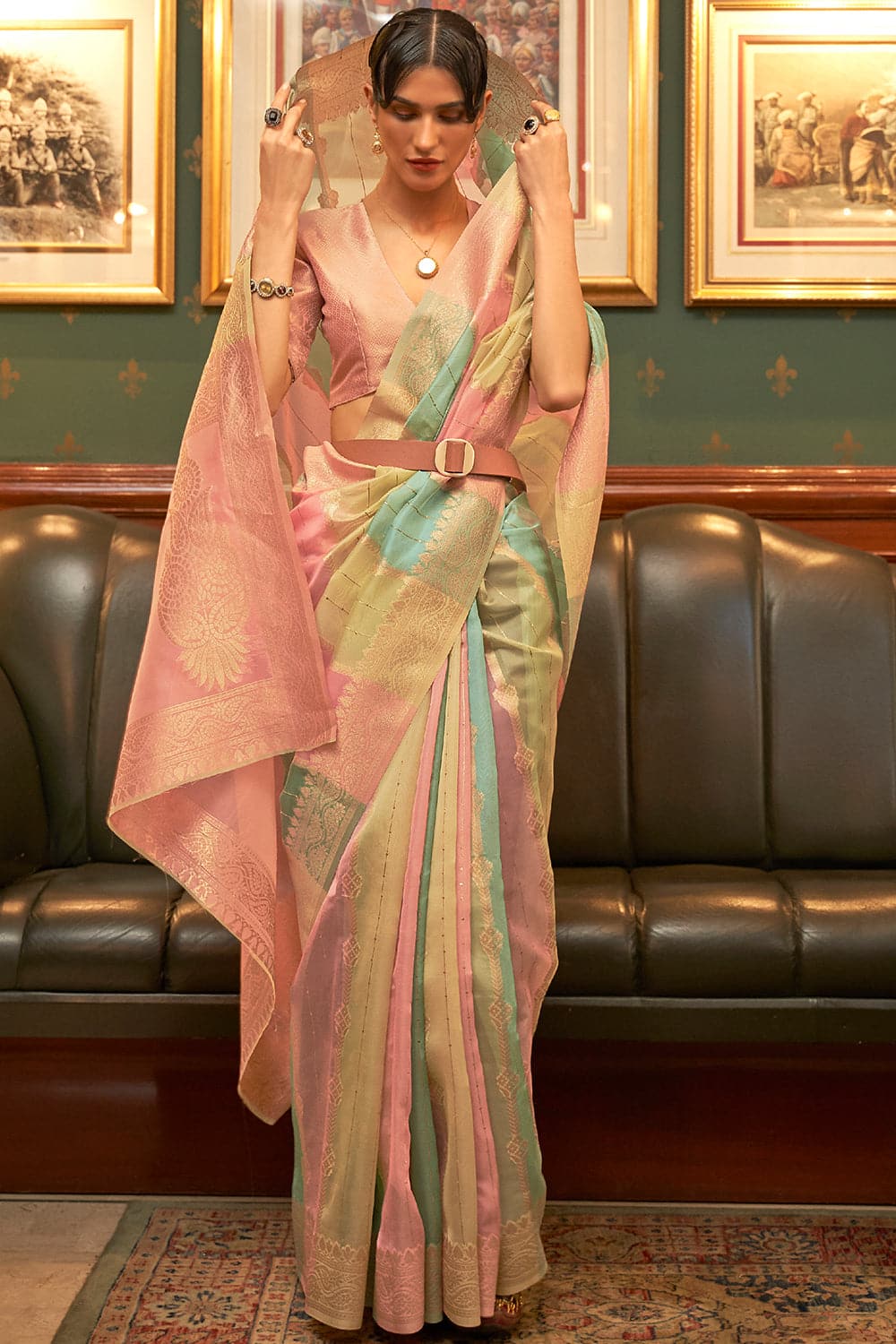 Buy Ocean Green Dola Silk Saree Nitaraa