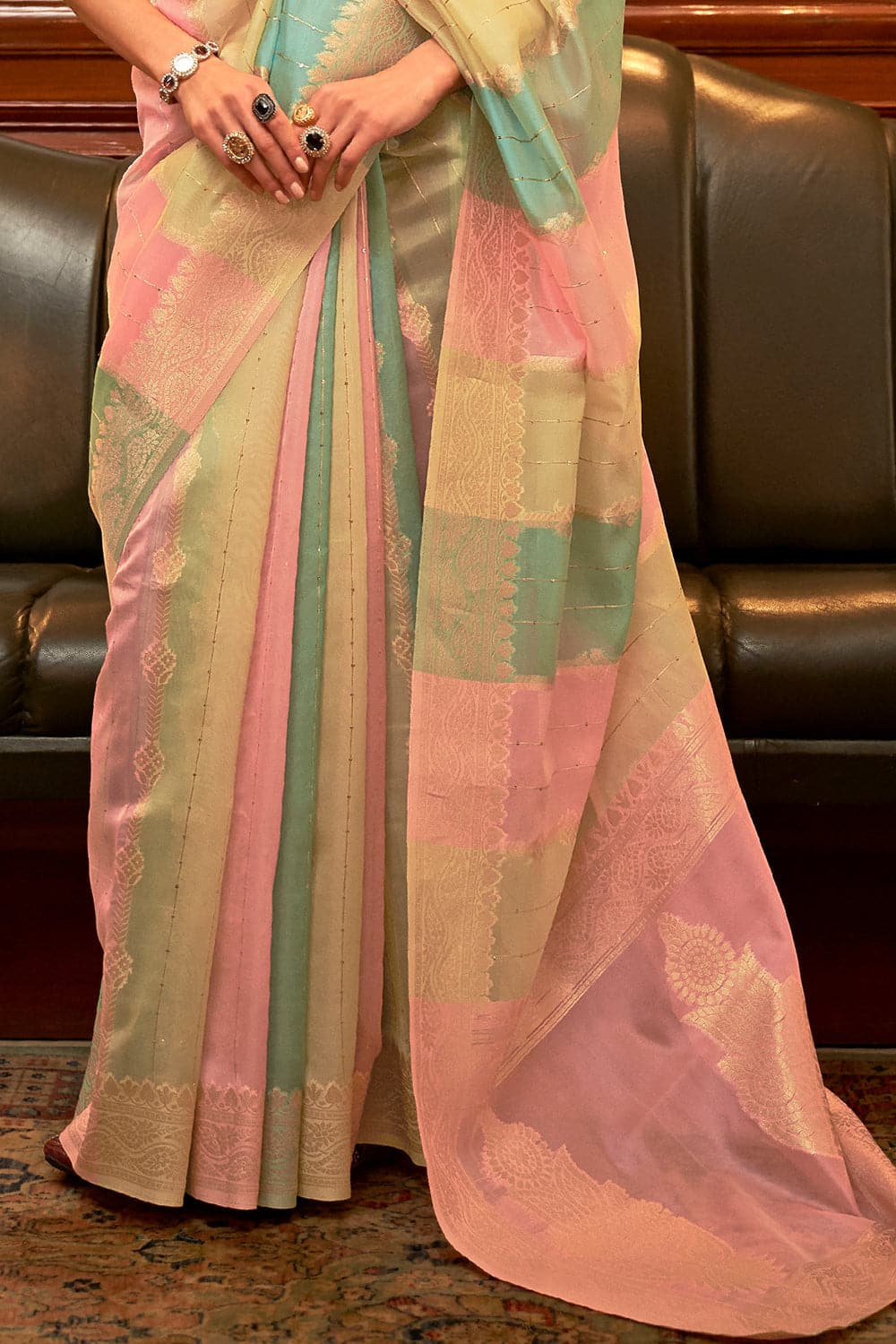 Buy Flamingo Pink Dola Silk Saree Nitaraa
