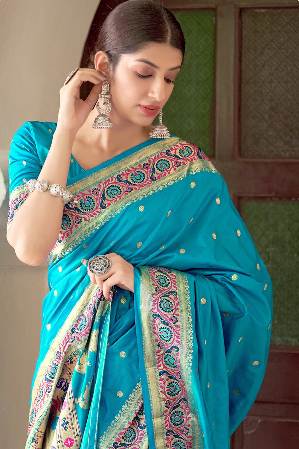 Buy Thulian Pink Satin Saree Nitaraa