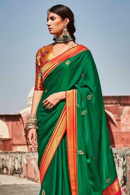 Buy Black And Orange Poly Viscose Saree Nitaraa