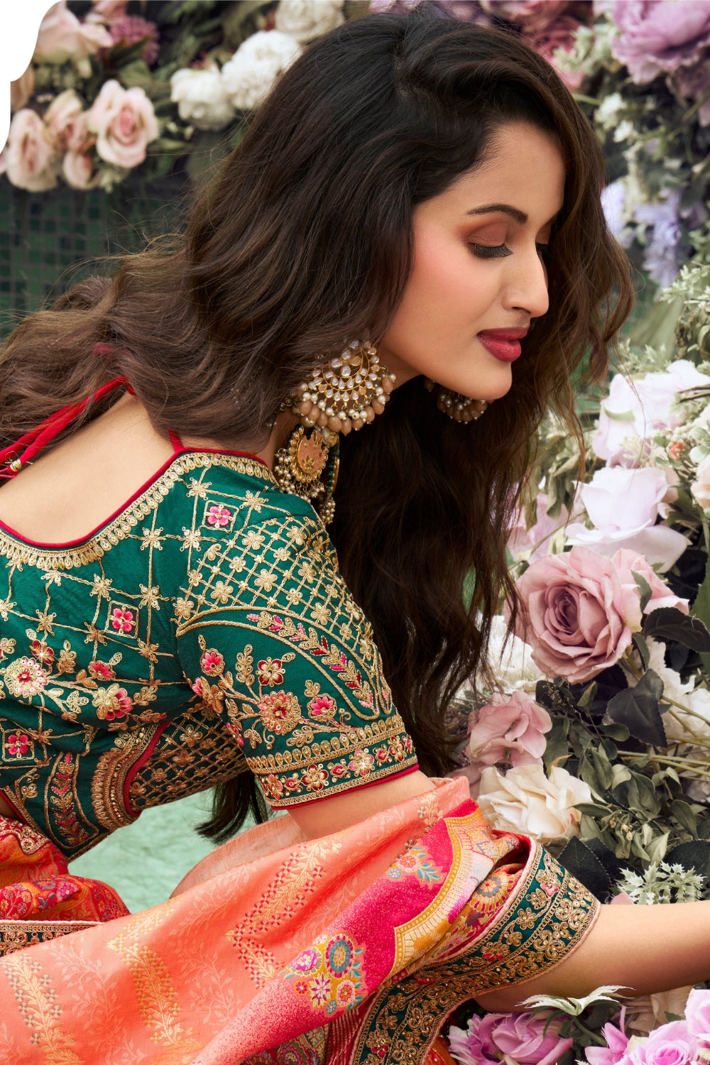 MULTICOLOR BANARASI SILK WITH ZARKAN CODDING WORK LEHENGA