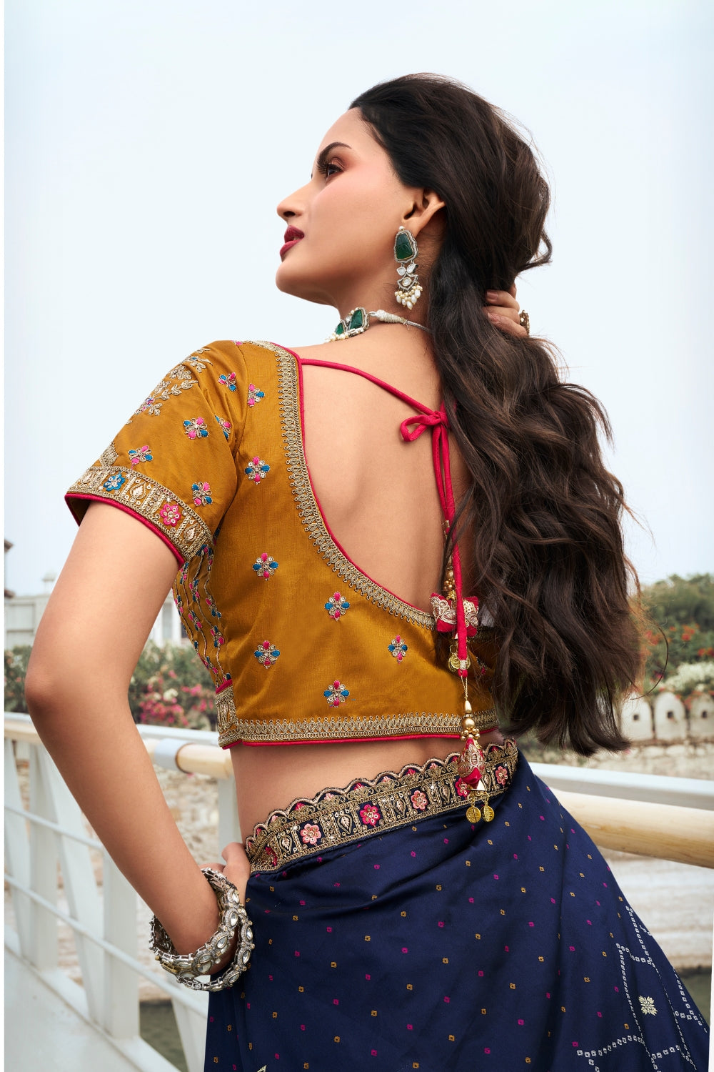 MULTICOLOR BANARASI SILK WITH ZARKAN CODDING WORK LEHENGA