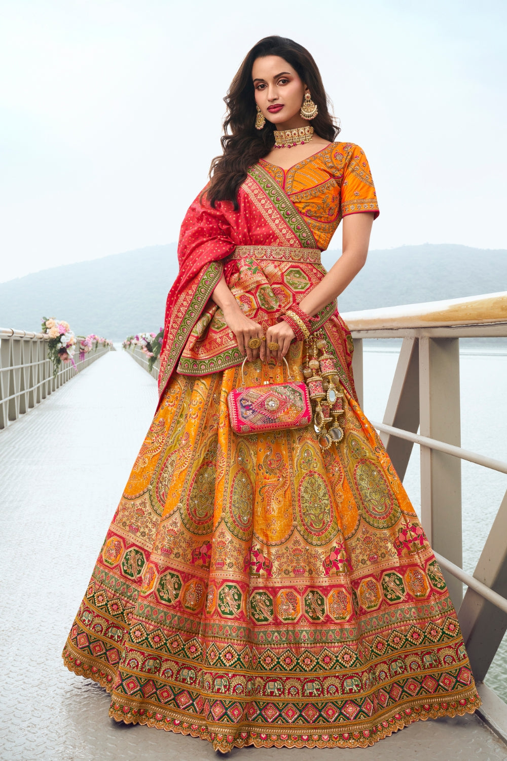 YELLOW BANARASI SILK WITH ZARKAN CODDING WORK