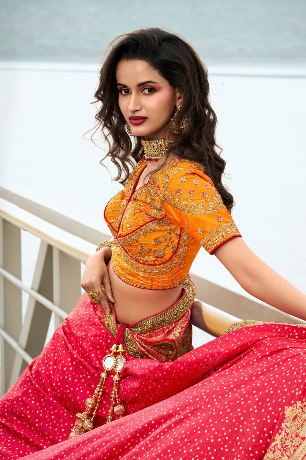 YELLOW BANARASI SILK WITH ZARKAN CODDING WORK