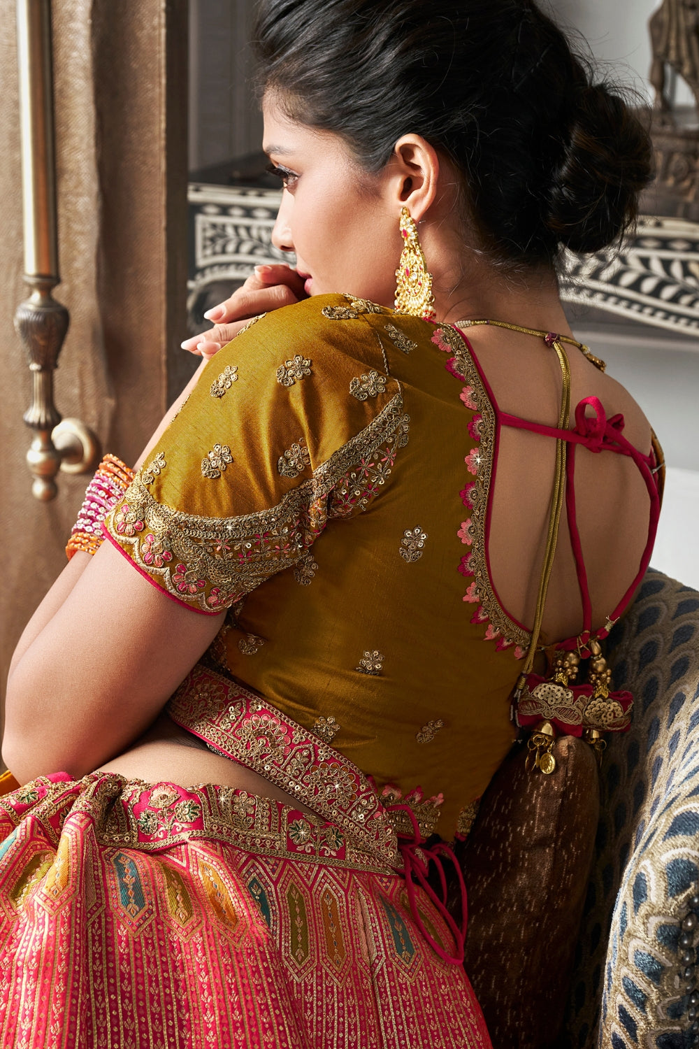 MULTICOLOR BANARASI SILK WITH ZARKAN CODDING WORK LEHENGA