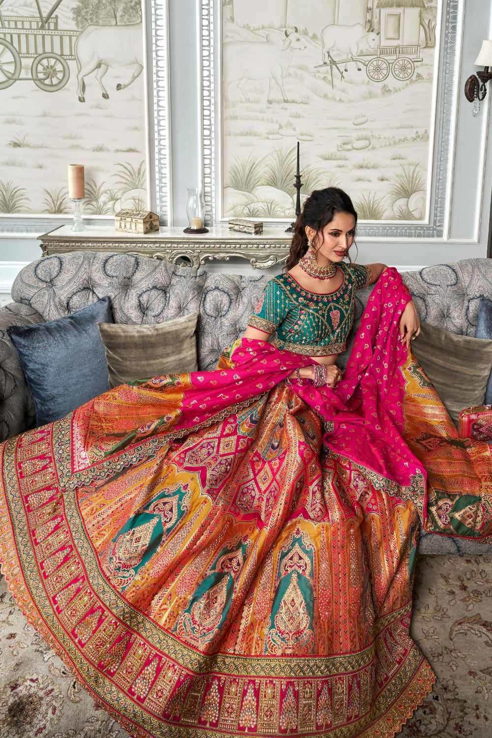 PINK BANARASI SILK WITH ZARKAN CODDING WORK