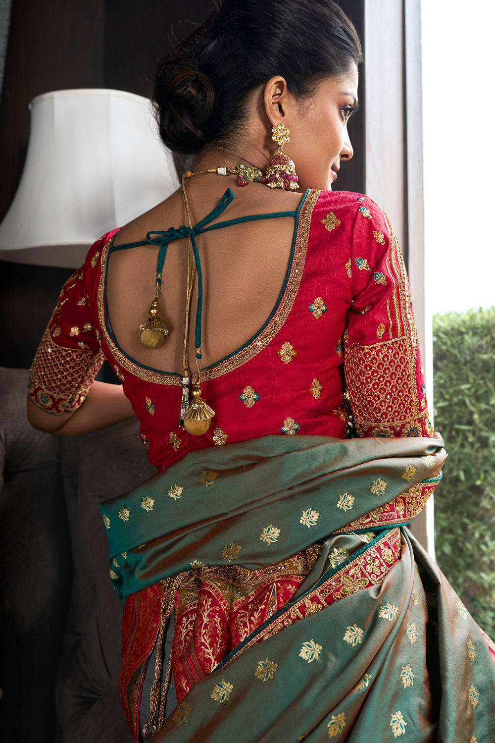 MULTICOLOR BANARASI SILK WITH ZARKAN CODDING WORK LEHENGA