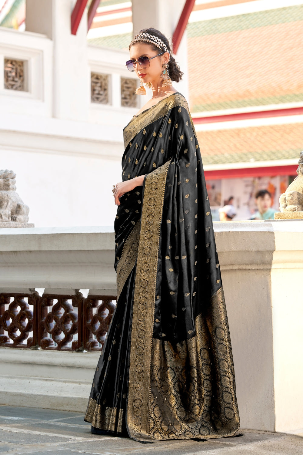 Black Sattin Silk Saree