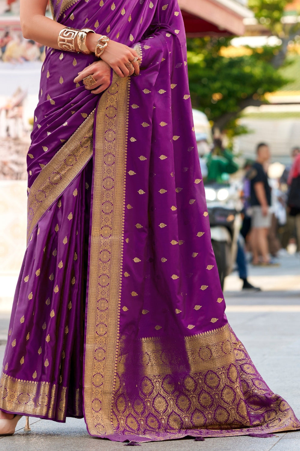 Purple Sattin Silk Saree