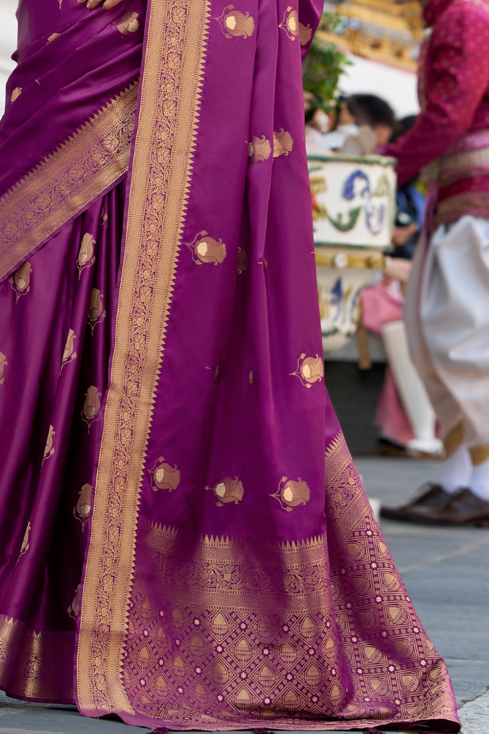 Purple Sattin Silk Saree