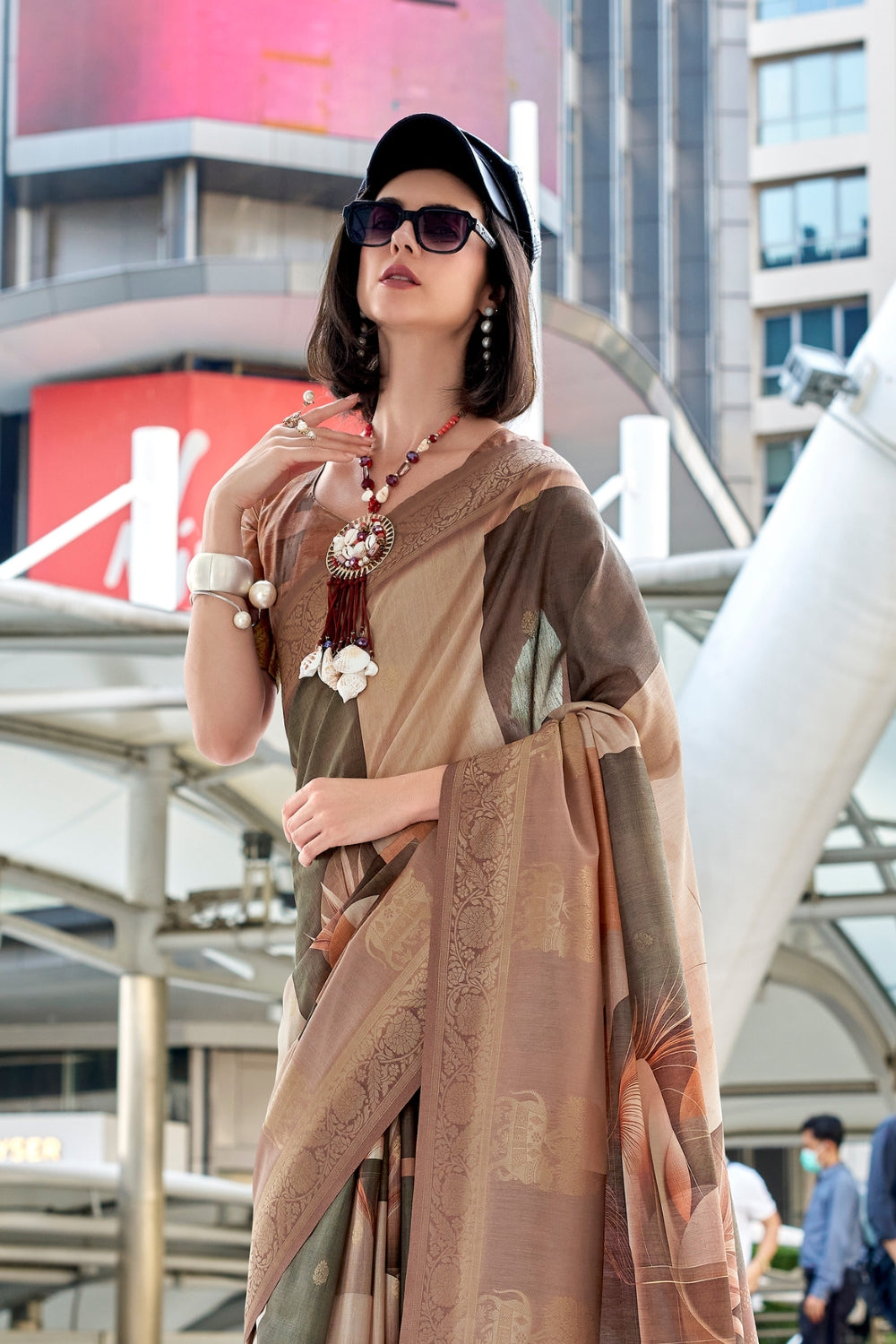 Multicolour Modal Silk Digital Print Saree