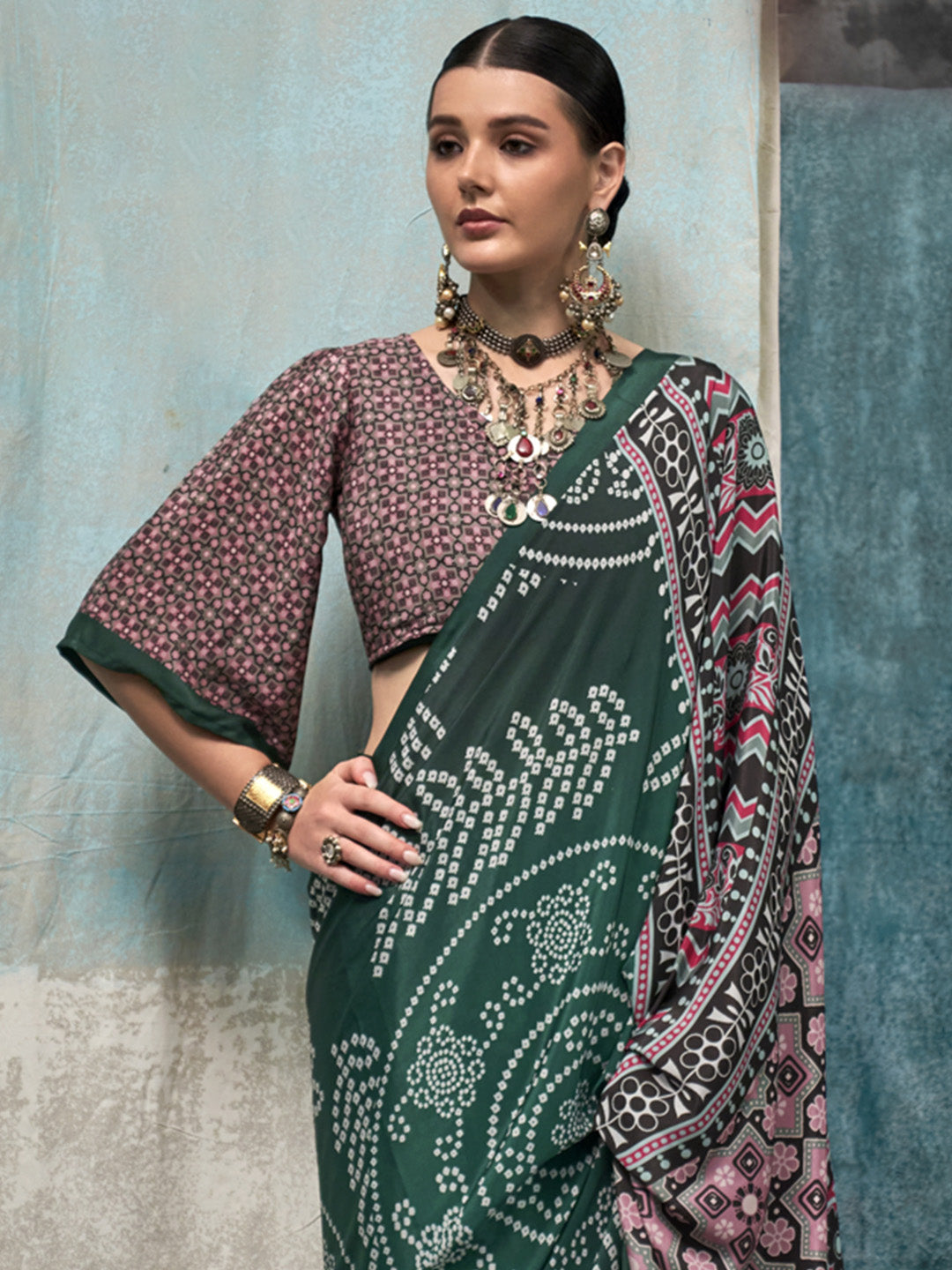 Multi Color Printed Party Wear Silk Saree