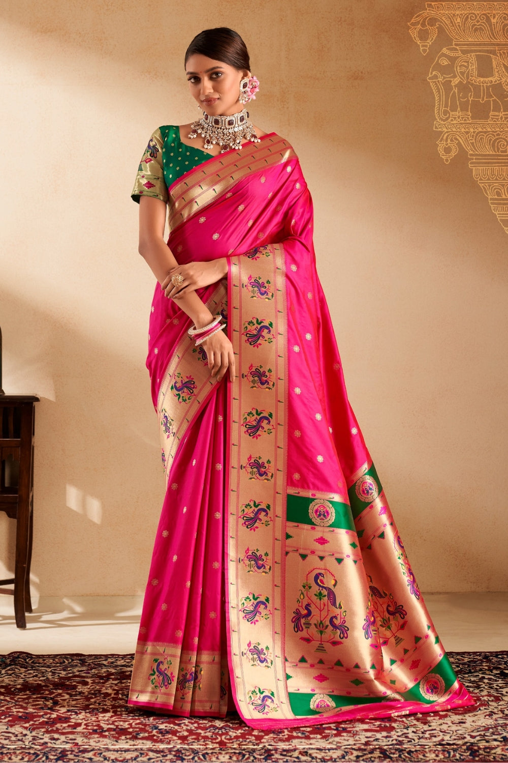 Pink Soft Paithani Saree