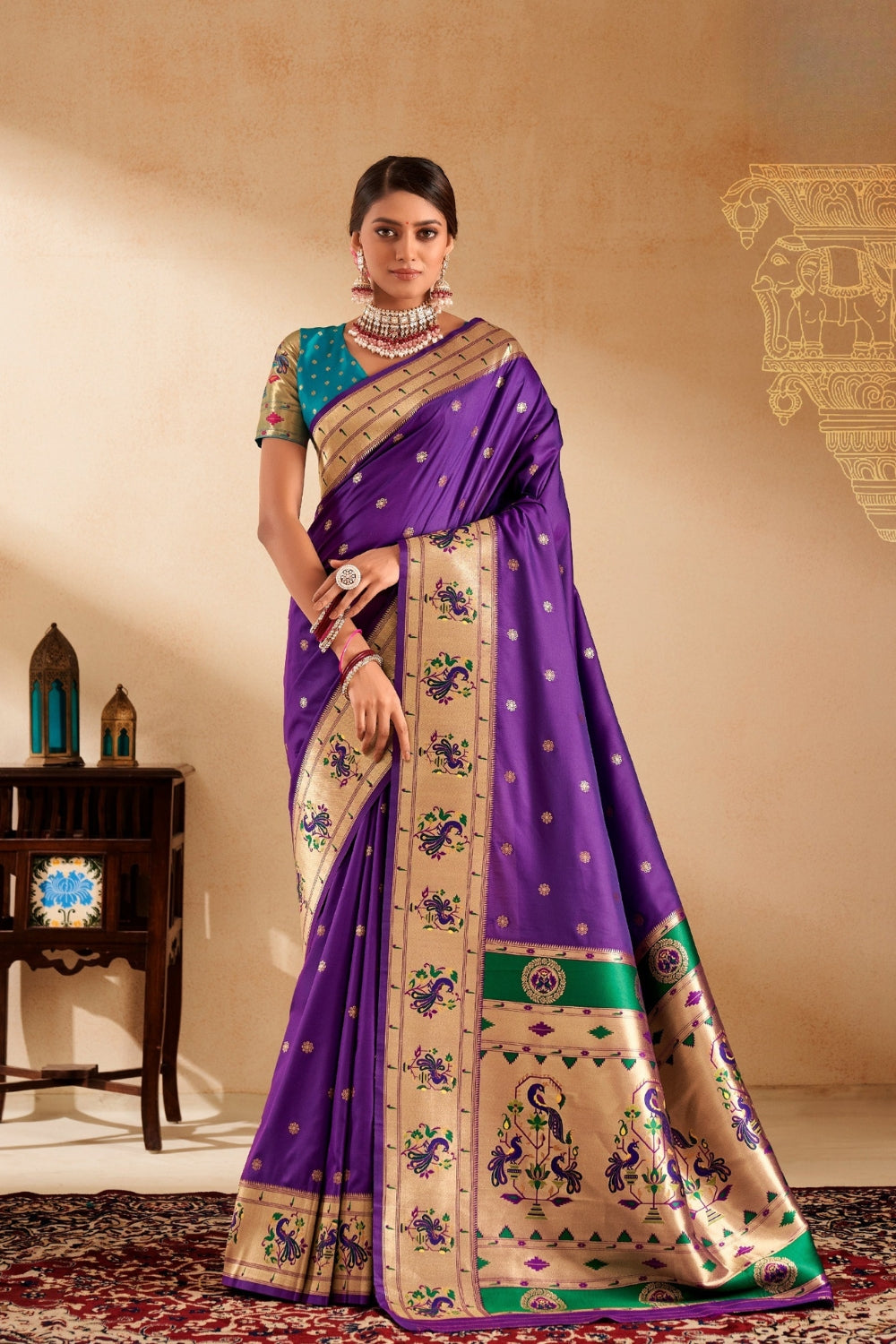 Purple Soft Paithani Saree