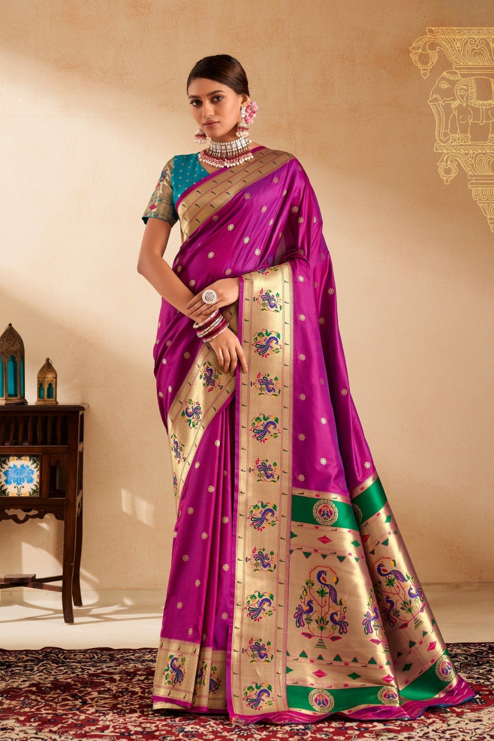 Magenta Soft Paithani Saree