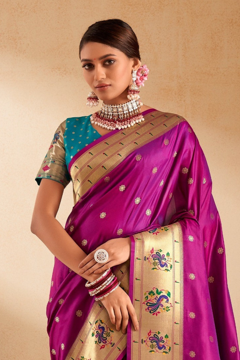 Magenta Soft Paithani Saree