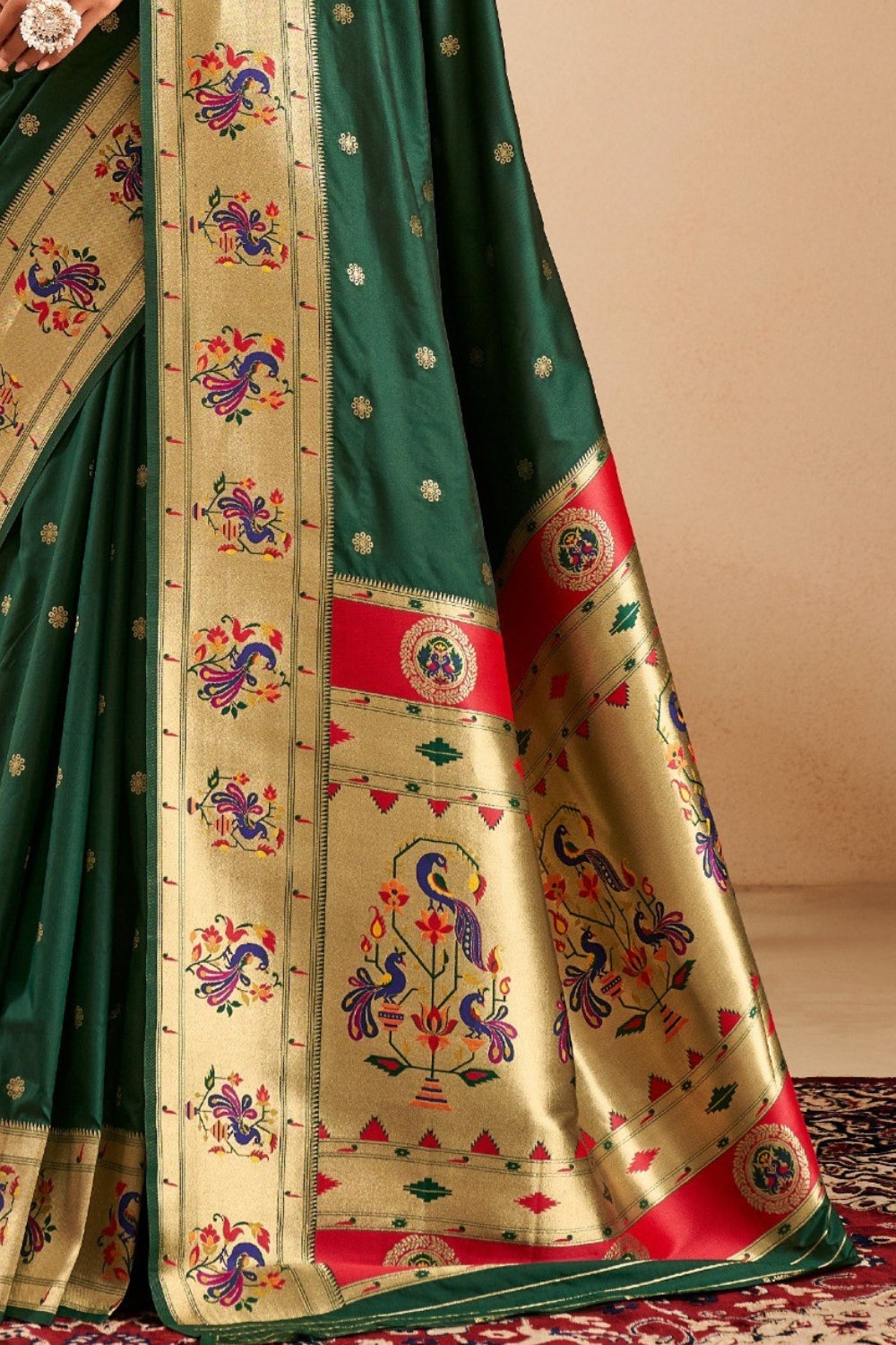 Dark Green Soft Paithani Saree