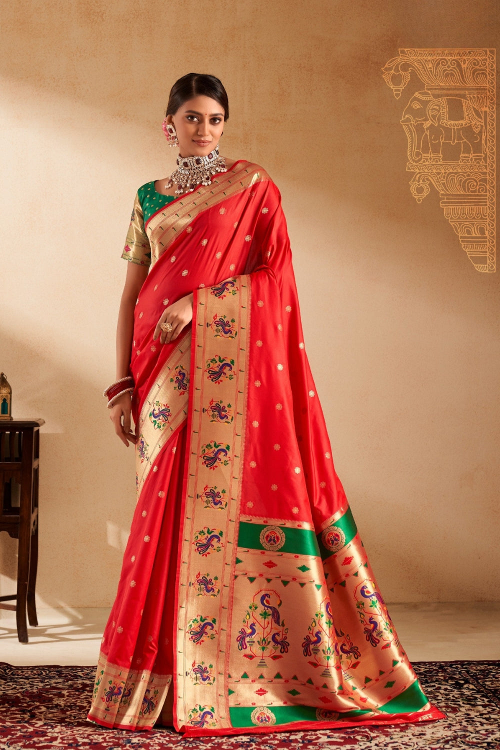 Orange Soft Paithani Saree