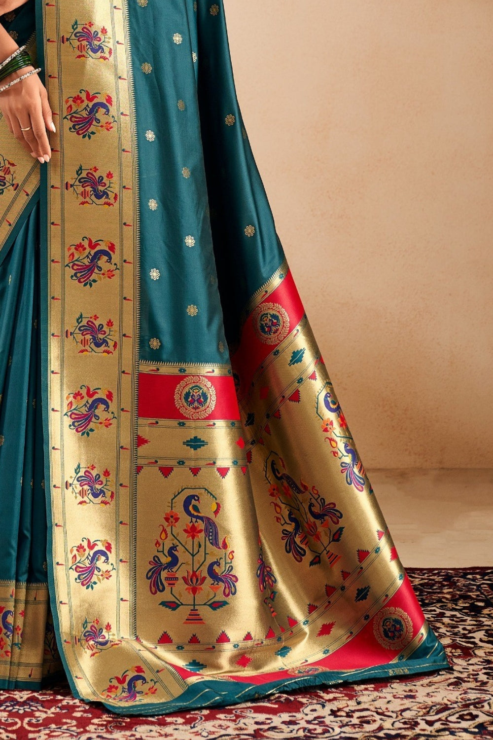 Peacock Blue Soft Paithani Saree