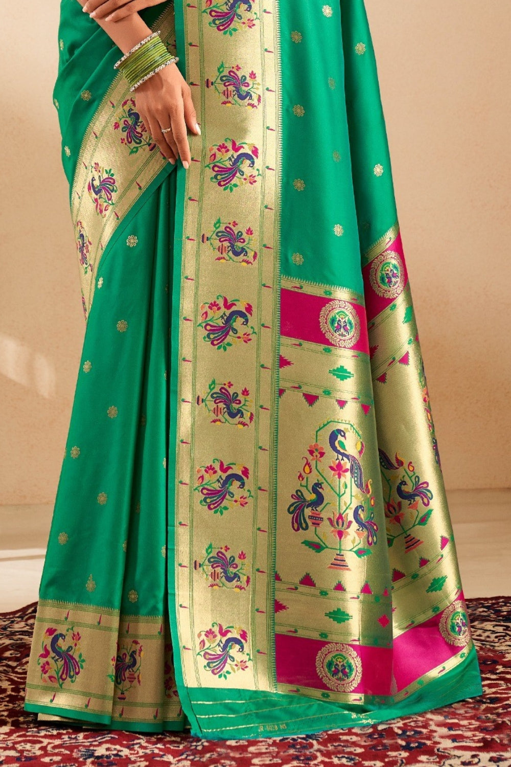 Sea Green Soft Paithani Saree