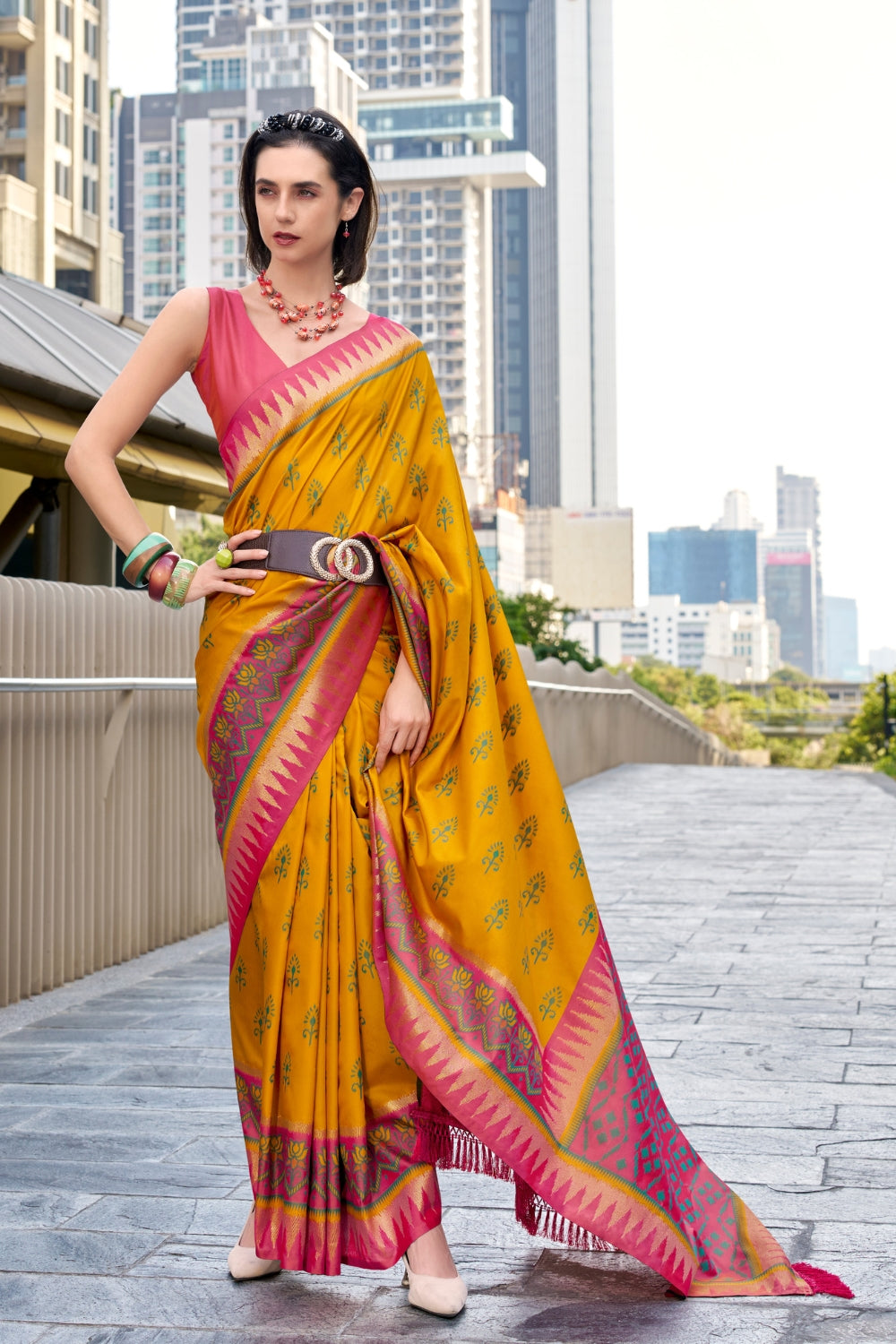 Mustard Soft Silk Saree