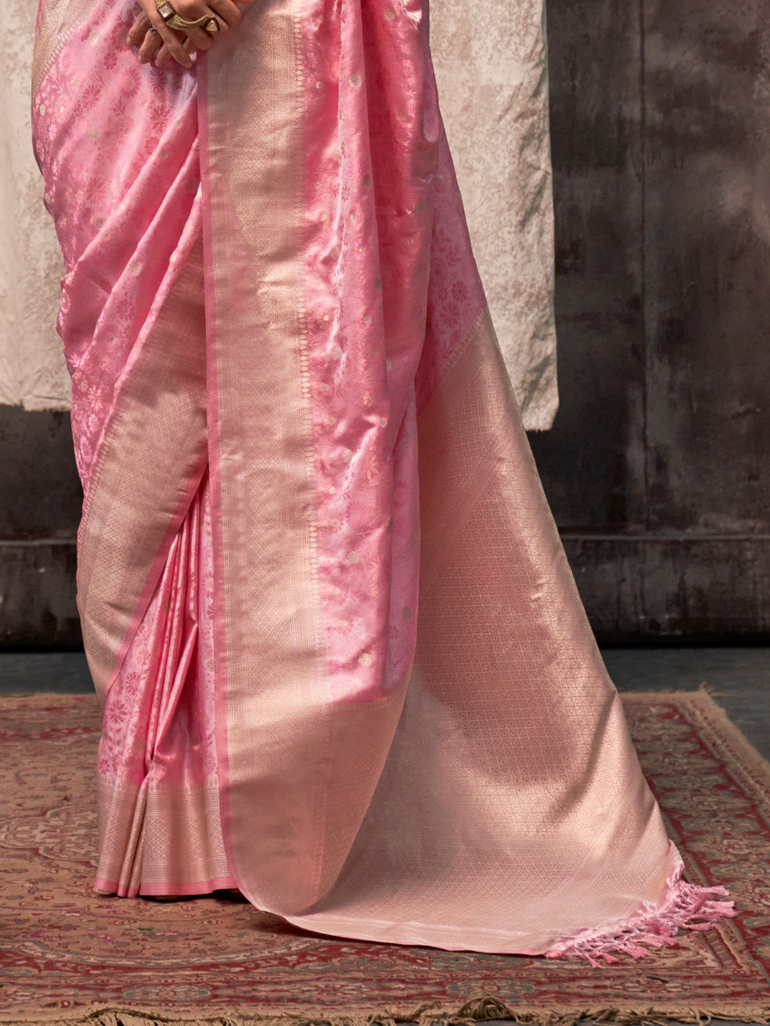 Pink Satin Saree