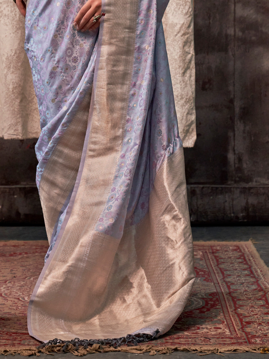 Blue Satin Saree